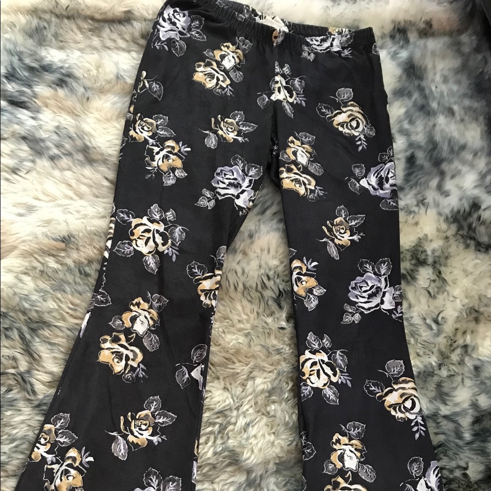 Floral flared suede pants